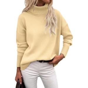Zeagoo Women’s Turtleneck Sweater 2026 Fall Winter Chunky Knitted Pullover High Low Hem Trendy Basic Jumper Top(Yellow)