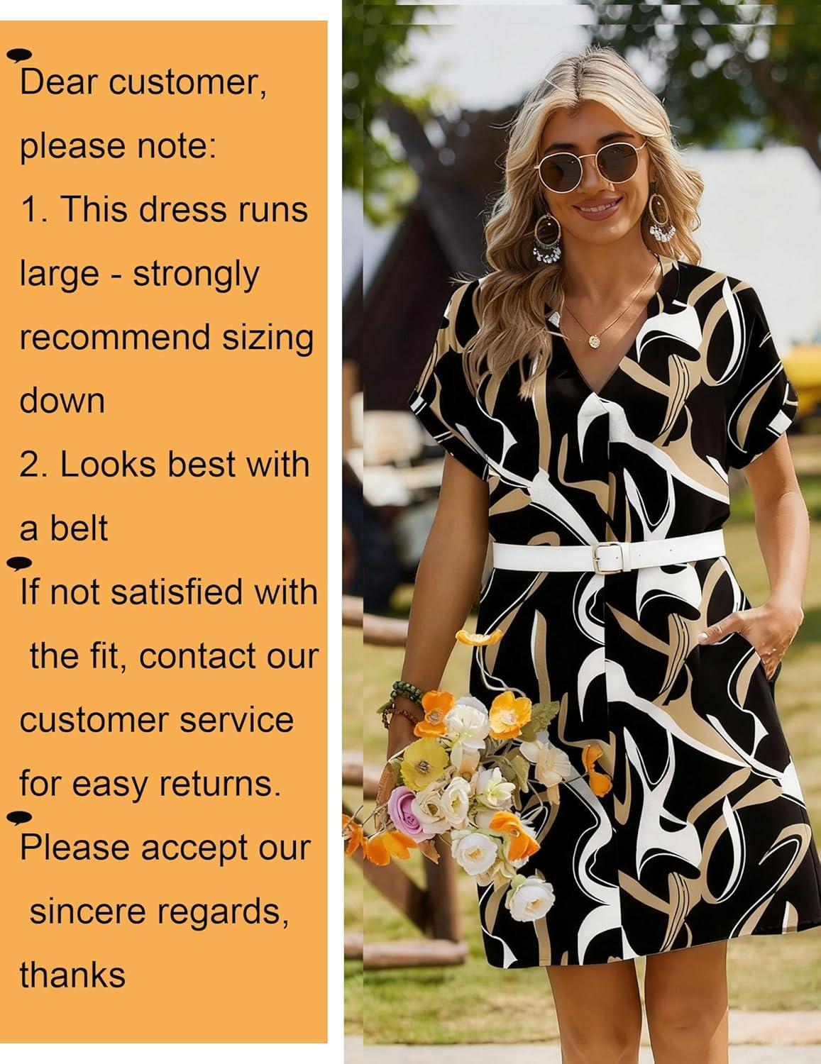 imageZeagoo Summer Dresses for Women Short Sleeve Shift Dress V Neck Casual Mini Beach Vacation Boho Sundress with PocketsAbstract Brush