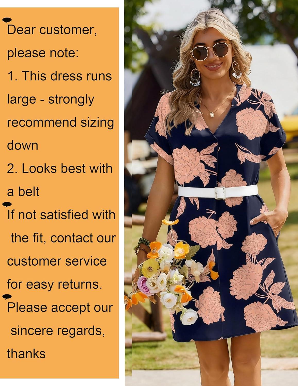 imageZeagoo Summer Dresses for Women Short Sleeve Shift Dress V Neck Casual Mini Beach Vacation Boho Sundress with PocketsNavy Sf294