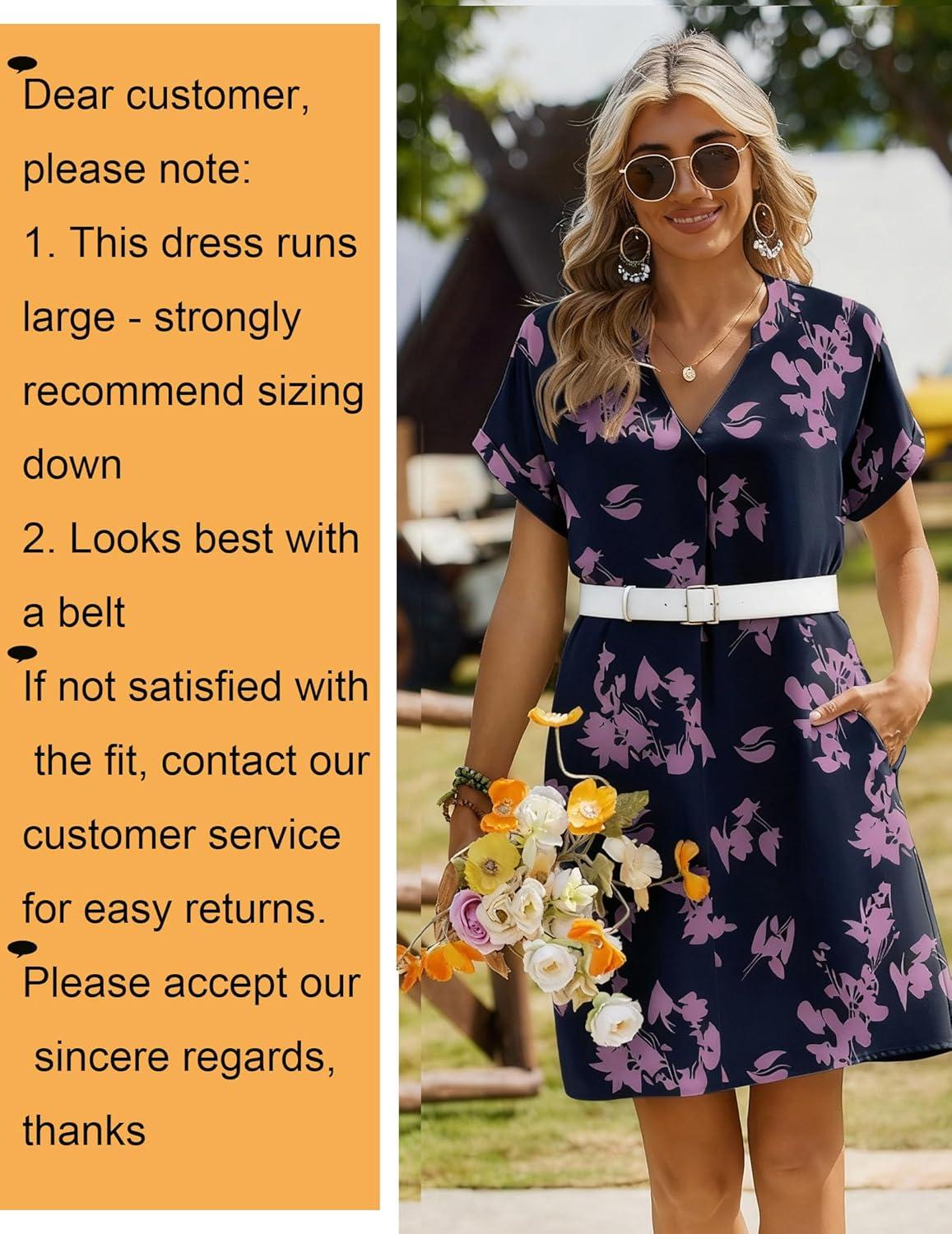 imageZeagoo Summer Dresses for Women Short Sleeve Shift Dress V Neck Casual Mini Beach Vacation Boho Sundress with PocketsPurple Floral