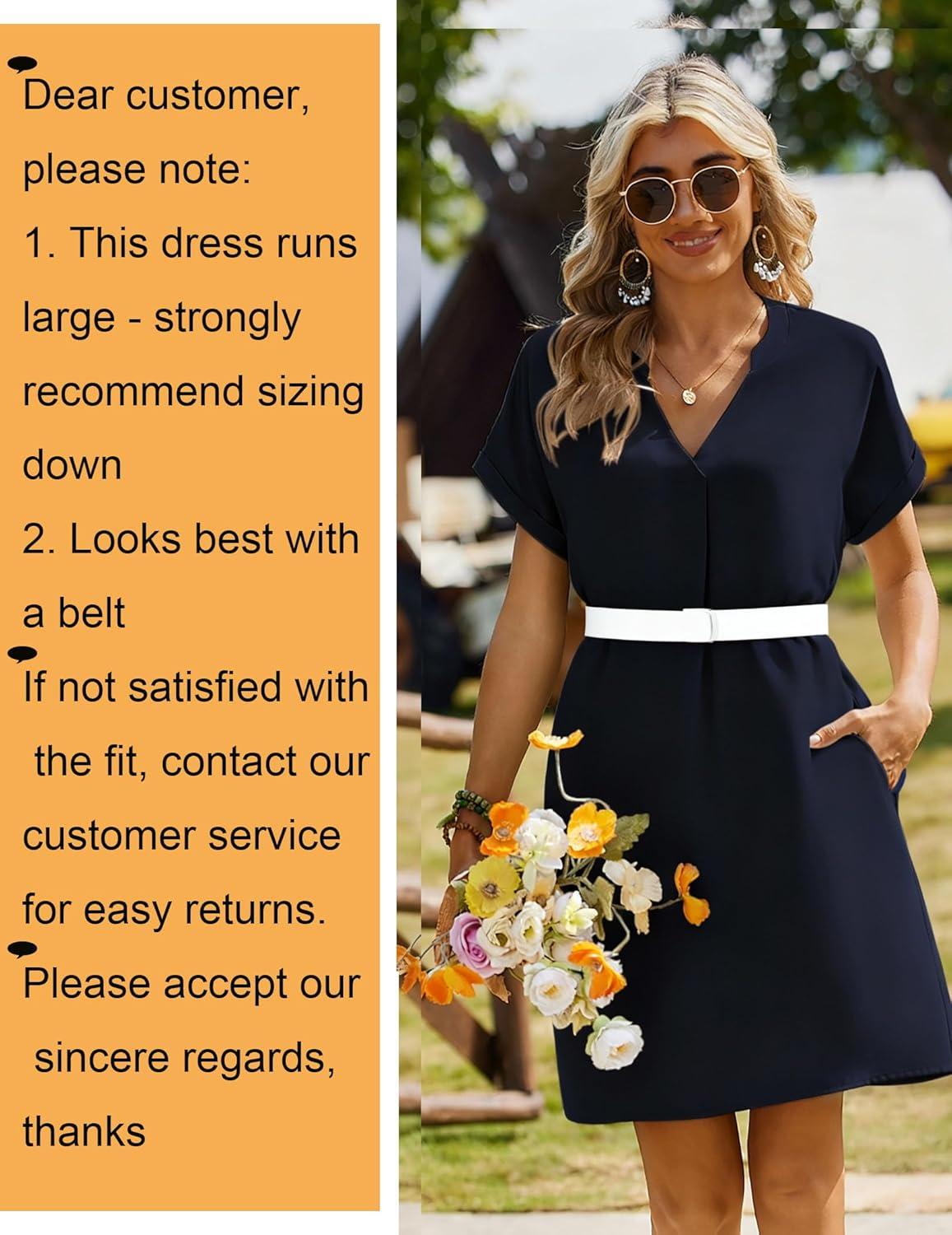 imageZeagoo Summer Dresses for Women Short Sleeve Shift Dress V Neck Casual Mini Beach Vacation Boho Sundress with PocketsSolid Black