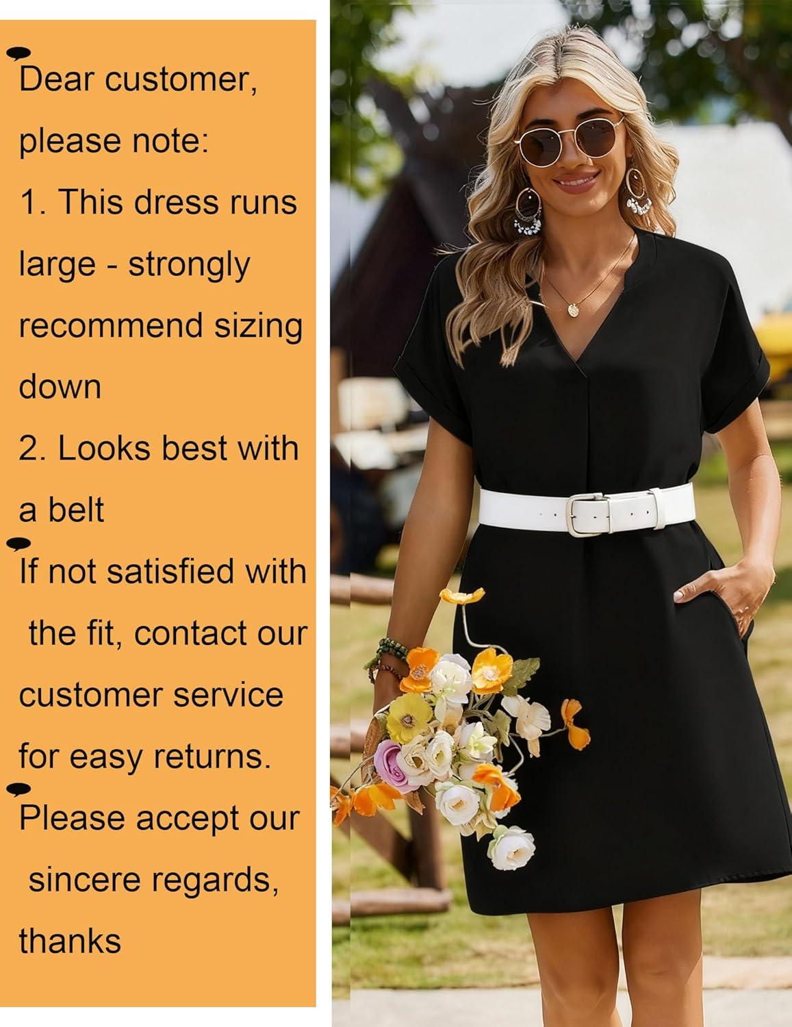 imageZeagoo Summer Dresses for Women Short Sleeve Shift Dress V Neck Casual Mini Beach Vacation Boho Sundress with PocketsSolid Navy