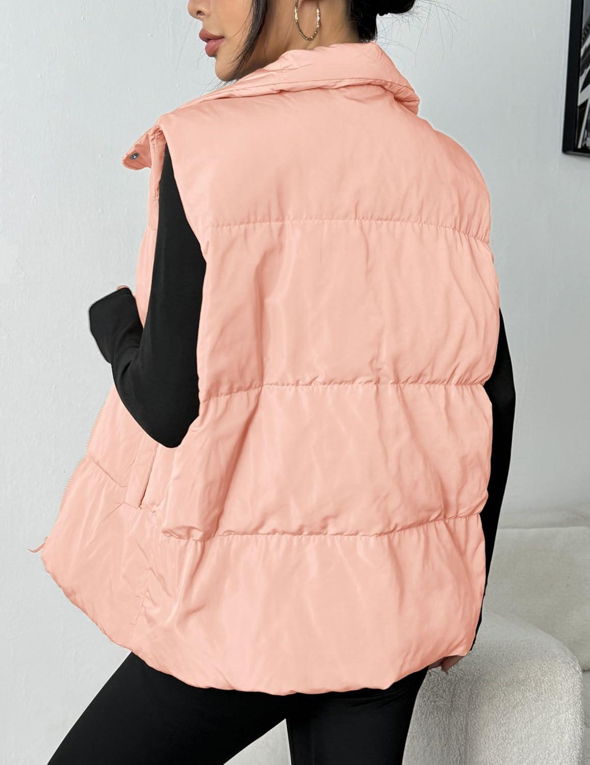 imageZeagoo Women Puffer Vest Lightweight Stand Collar Sleeveless Winter Warm Zip Up Padded Outerwear Jackets with Pockets SXXLPink