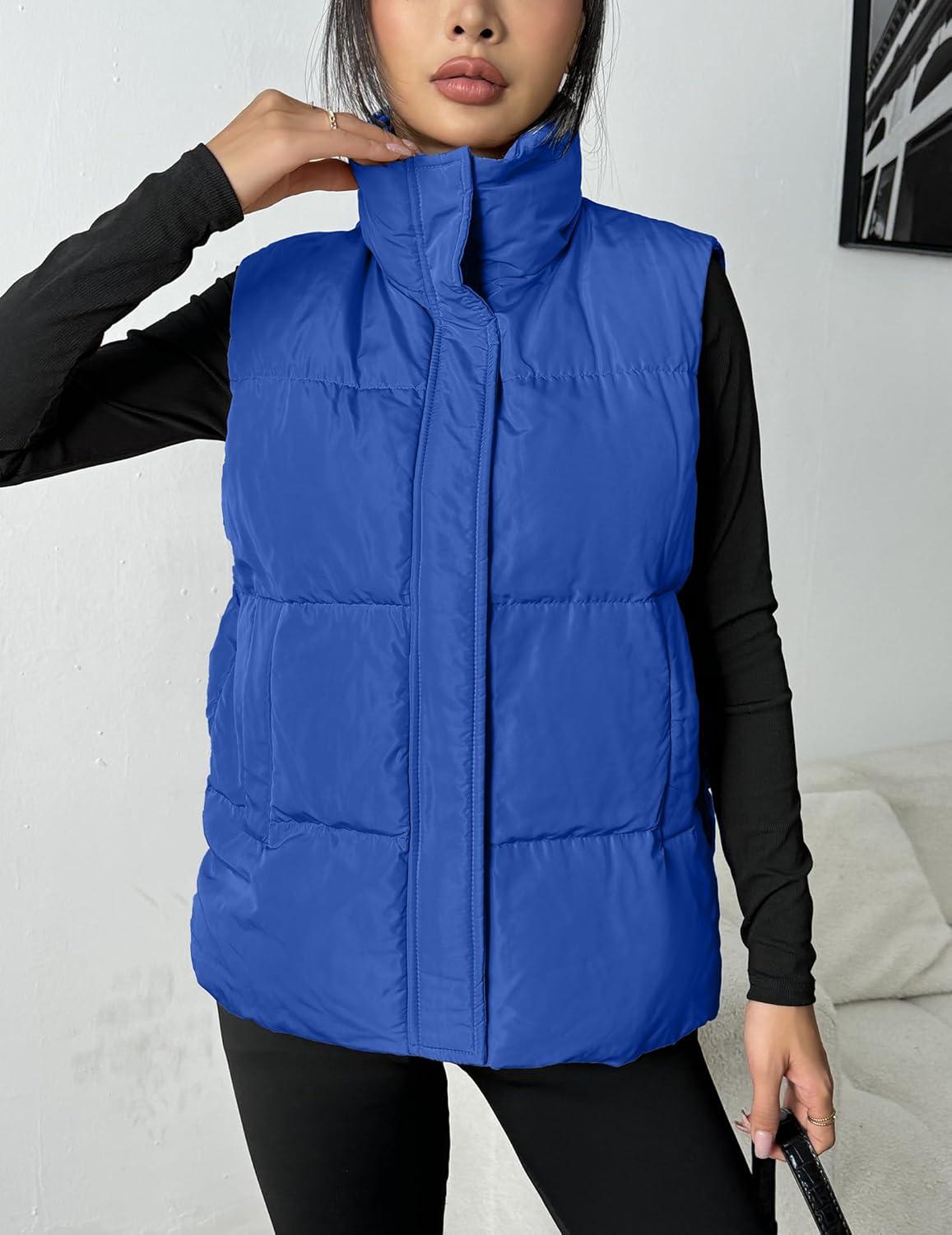 imageZeagoo Women Puffer Vest Lightweight Stand Collar Sleeveless Winter Warm Zip Up Padded Outerwear Jackets with Pockets SXXLSky Blue