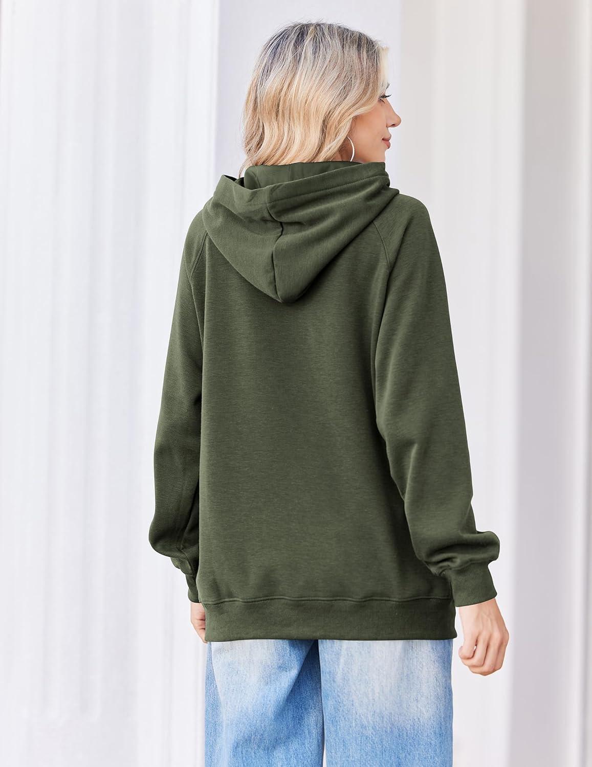 imageZeagoo Womens Fleece Hoodies Soft Midweight Casual Hooded Sweatshirts Fall Winter Pullover Tops Kangaroo PocketArmy Green