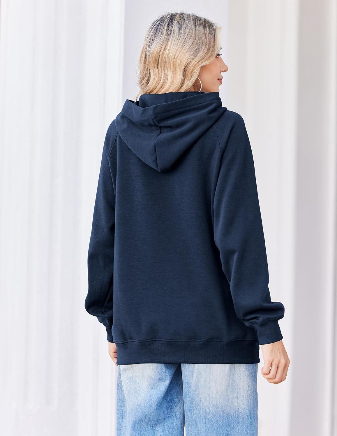 imageZeagoo Womens Fleece Hoodies Soft Midweight Casual Hooded Sweatshirts Fall Winter Pullover Tops Kangaroo PocketNavy Blue
