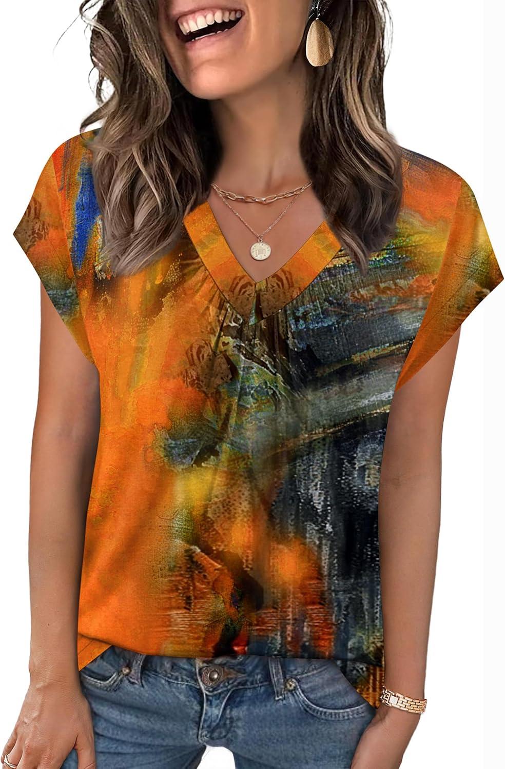 imageZeagoo Womens Tops Short Sleeve V Neck Shirts Summer Dressy Casual Business Clothes Work Blouses Fashion Clothing OutfitsCx272
