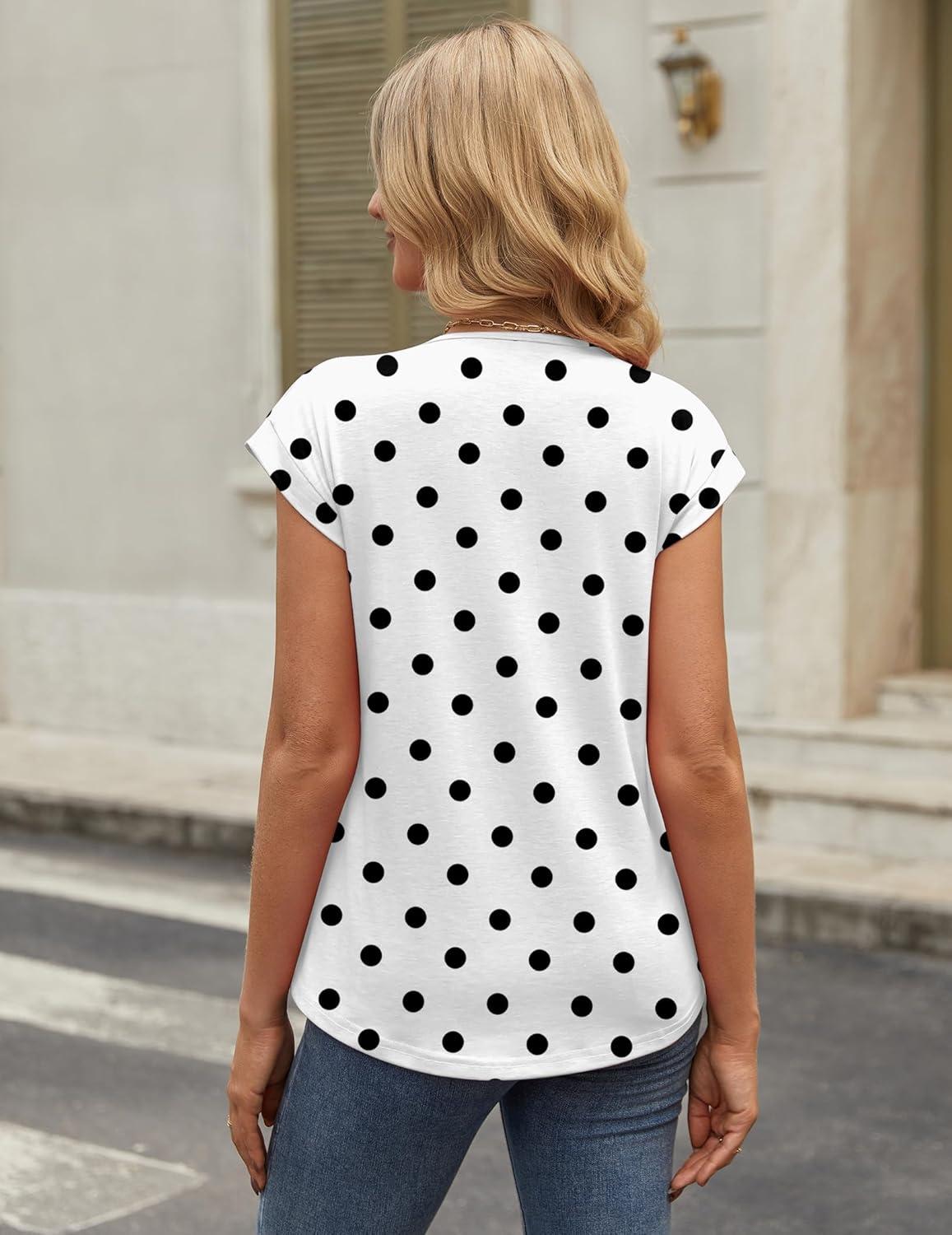 imageZeagoo Womens Tops Short Sleeve V Neck Shirts Summer Dressy Casual Business Clothes Work Blouses Fashion Clothing OutfitsJh592 Polka Dot