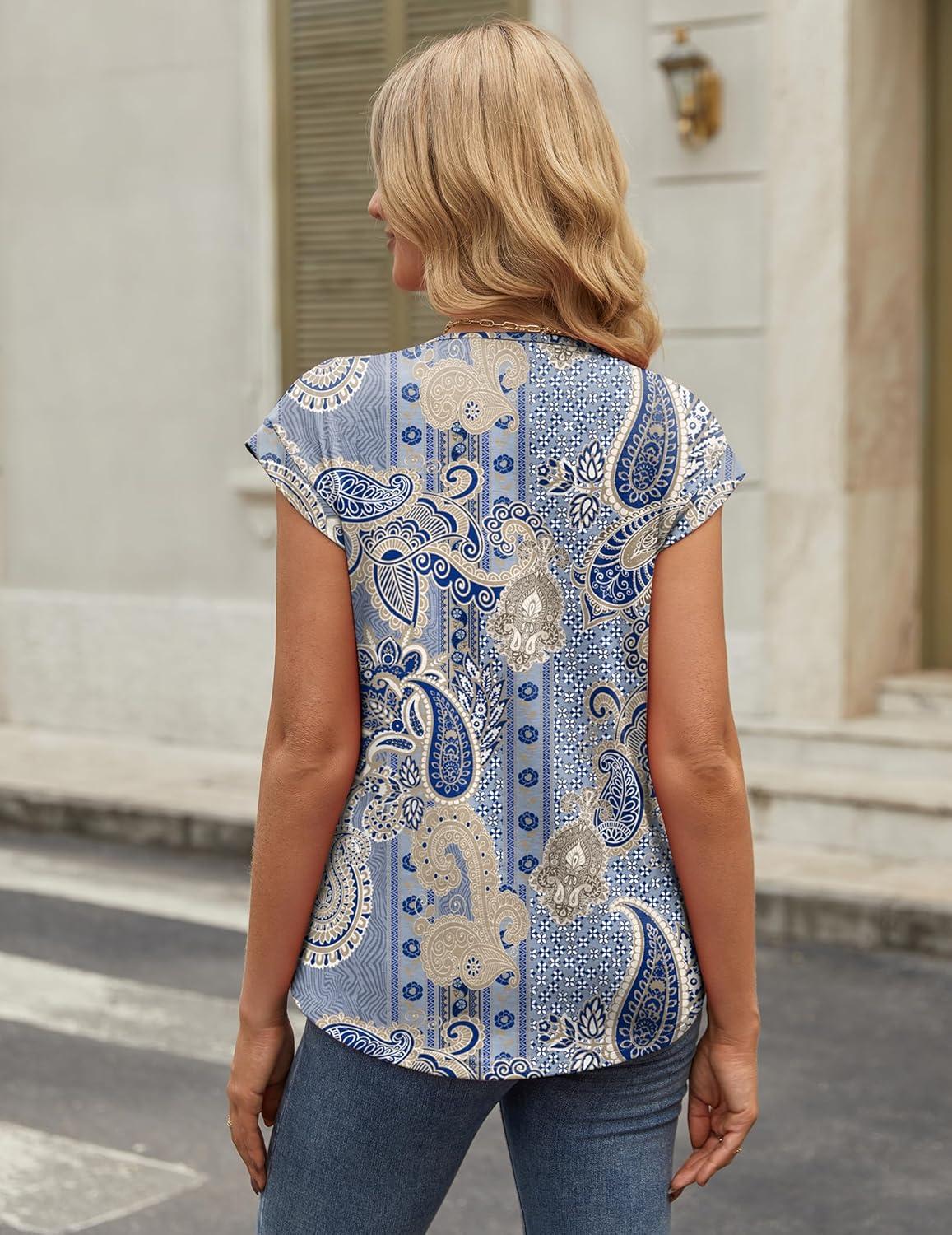 imageZeagoo Womens Tops Short Sleeve V Neck Shirts Summer Dressy Casual Business Clothes Work Blouses Fashion Clothing OutfitsMz919