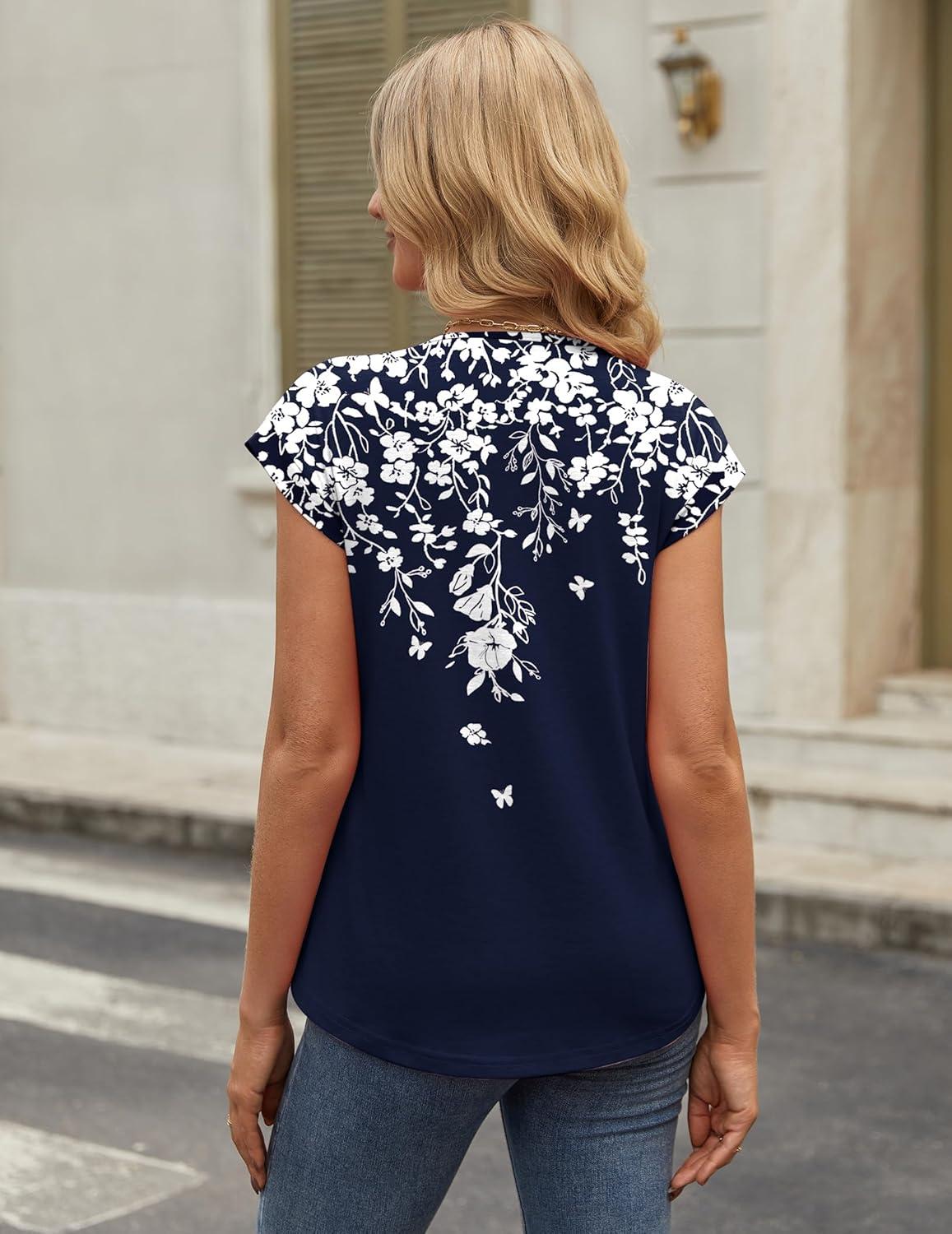 imageZeagoo Womens Tops Short Sleeve V Neck Shirts Summer Dressy Casual Business Clothes Work Blouses Fashion Clothing OutfitsSf103 Boho