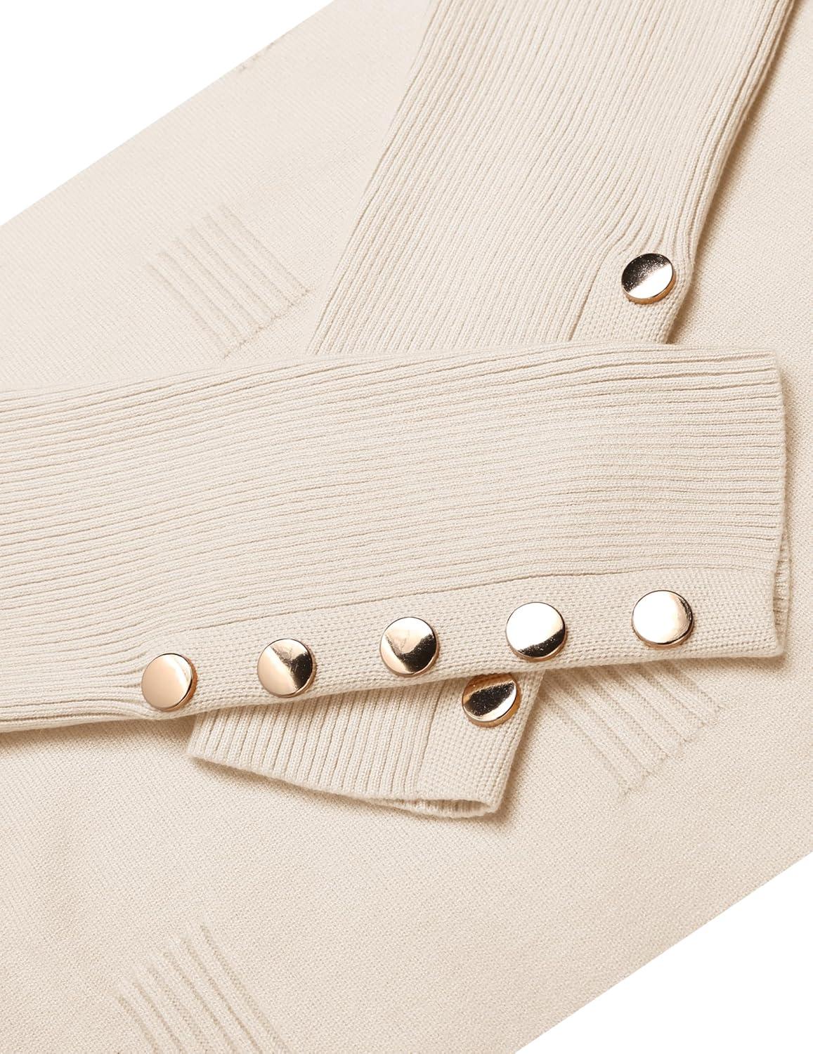 imageZeagoo Womens V Neck Sweaters Shirts Long Sleeve Lightweight Ribbed Knit Pullover Sweater Blouse Tops with Buttons OufitsBeige