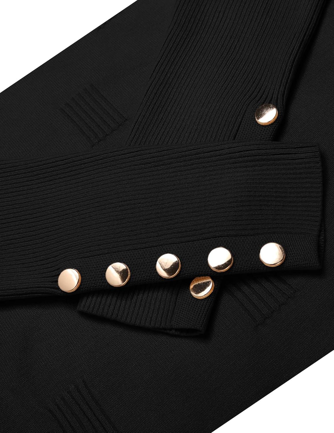 imageZeagoo Womens V Neck Sweaters Shirts Long Sleeve Lightweight Ribbed Knit Pullover Sweater Blouse Tops with Buttons OufitsBlack