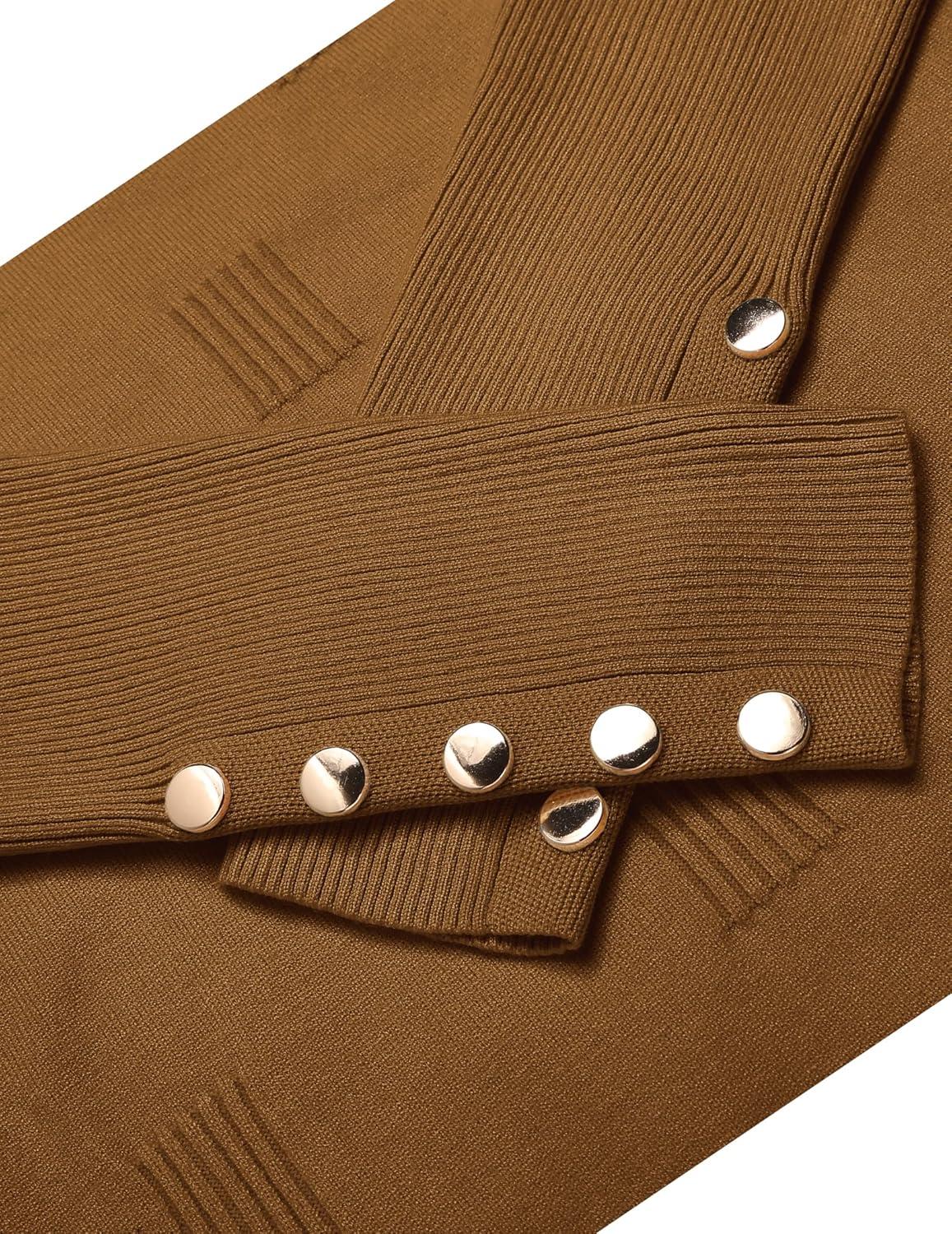 imageZeagoo Womens V Neck Sweaters Shirts Long Sleeve Lightweight Ribbed Knit Pullover Sweater Blouse Tops with Buttons OufitsBrownie