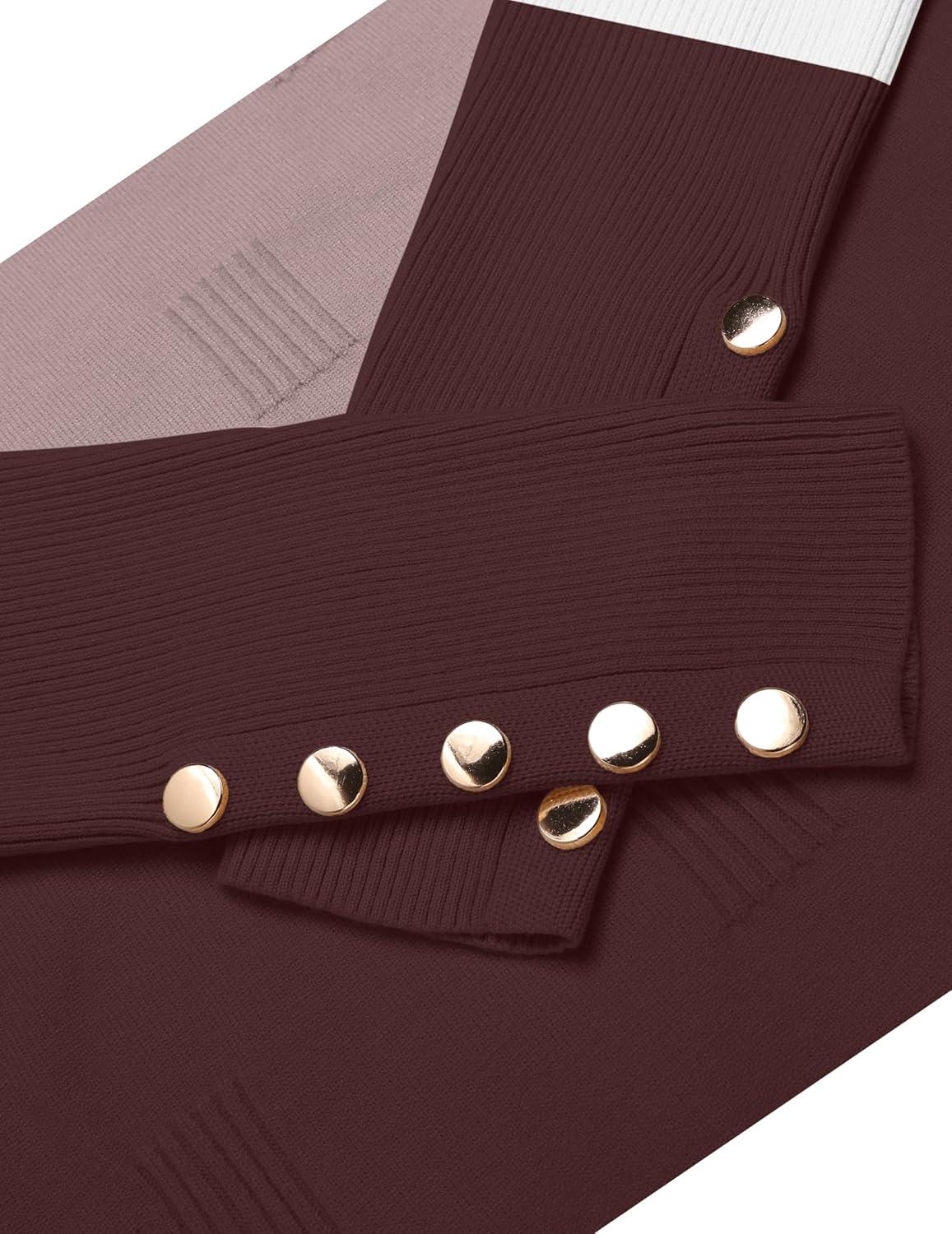 imageZeagoo Womens V Neck Sweaters Shirts Long Sleeve Lightweight Ribbed Knit Pullover Sweater Blouse Tops with Buttons OufitsCchocolate Brown