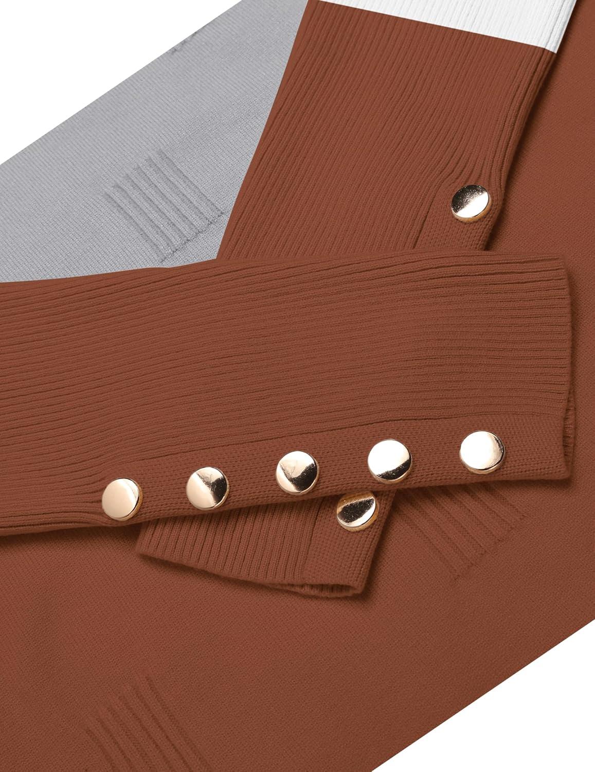 imageZeagoo Womens V Neck Sweaters Shirts Long Sleeve Lightweight Ribbed Knit Pullover Sweater Blouse Tops with Buttons OufitsCgrey Caramel