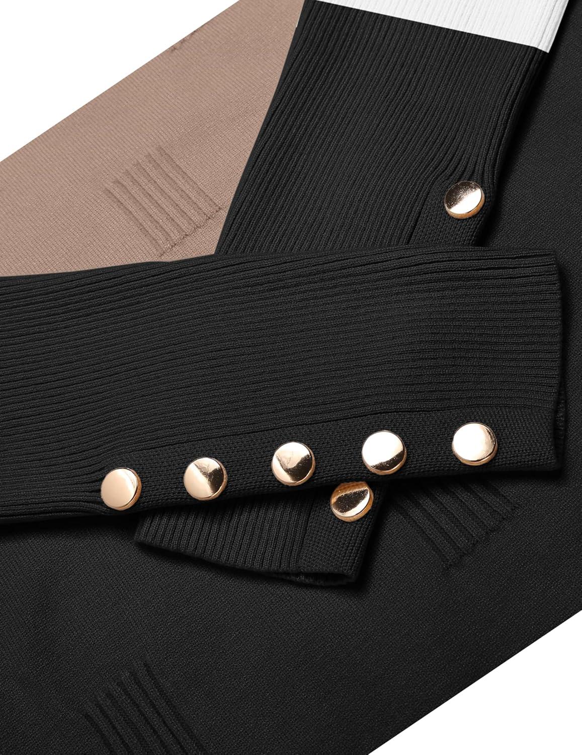 imageZeagoo Womens V Neck Sweaters Shirts Long Sleeve Lightweight Ribbed Knit Pullover Sweater Blouse Tops with Buttons OufitsCkhaki Black