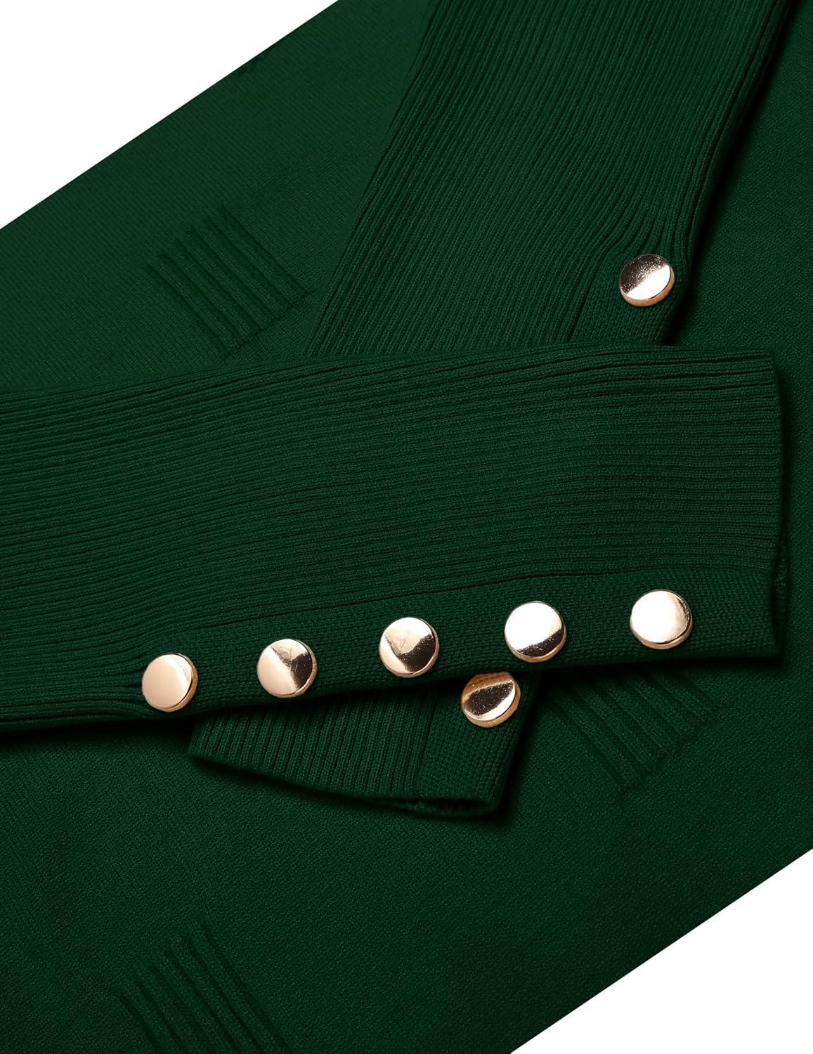 imageZeagoo Womens V Neck Sweaters Shirts Long Sleeve Lightweight Ribbed Knit Pullover Sweater Blouse Tops with Buttons OufitsForest Green