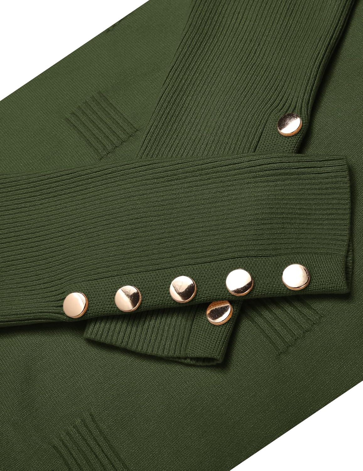 imageZeagoo Womens V Neck Sweaters Shirts Long Sleeve Lightweight Ribbed Knit Pullover Sweater Blouse Tops with Buttons OufitsGreen