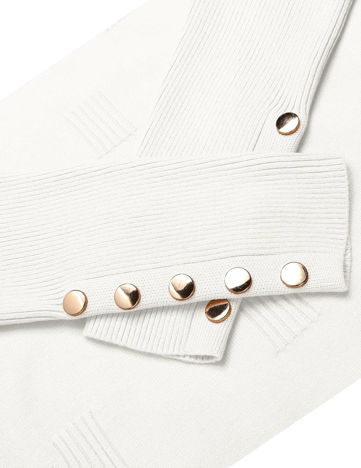 imageZeagoo Womens V Neck Sweaters Shirts Long Sleeve Lightweight Ribbed Knit Pullover Sweater Blouse Tops with Buttons OufitsWhite