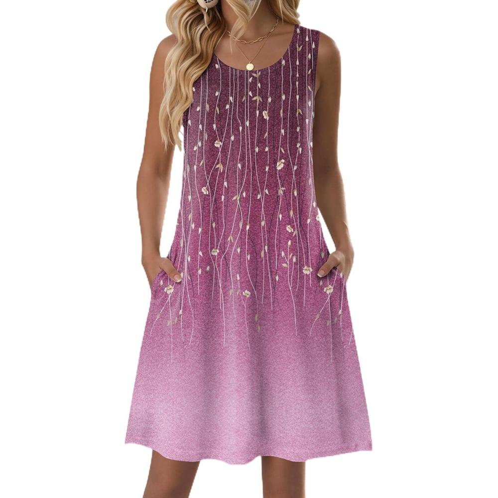 imageZeagoo Summer Dresses for Women 2026 Sleeveless Casual Floral Tshirt Sundress with Pockets Loose Tank Beach DressPurple Print