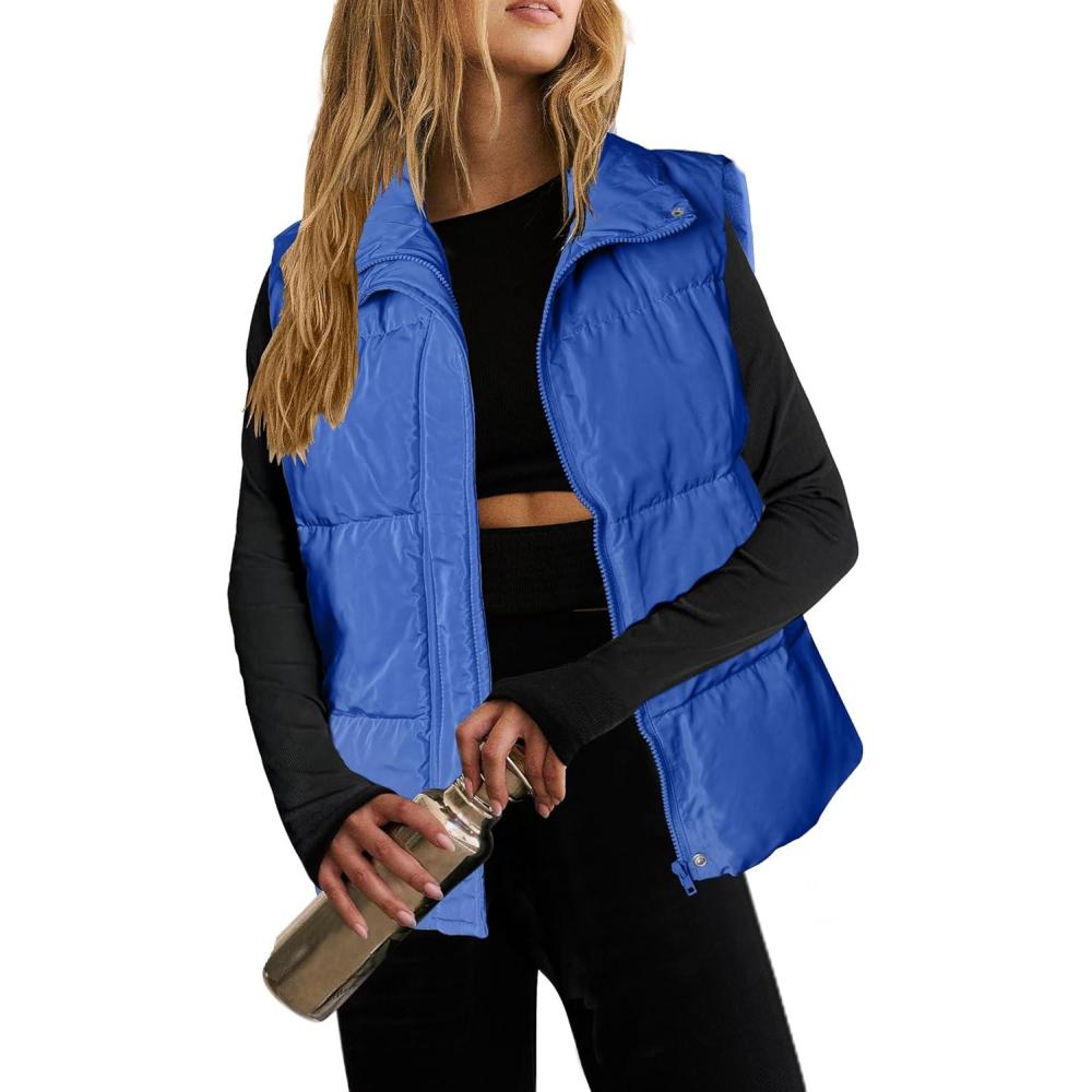 imageZeagoo Women Puffer Vest Lightweight Stand Collar Sleeveless Winter Warm Zip Up Padded Outerwear Jackets with Pockets SXXLSky Blue