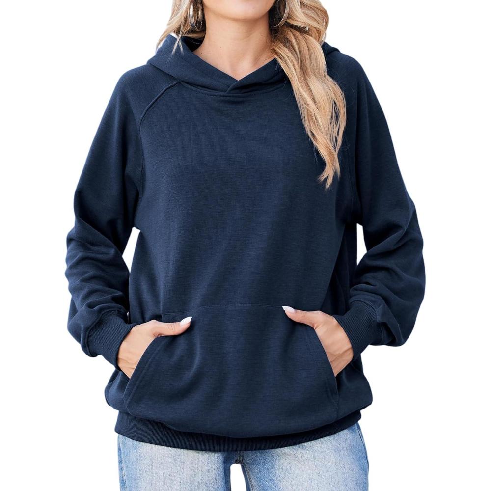 imageZeagoo Womens Fleece Hoodies Soft Midweight Casual Hooded Sweatshirts Fall Winter Pullover Tops Kangaroo PocketNavy Blue