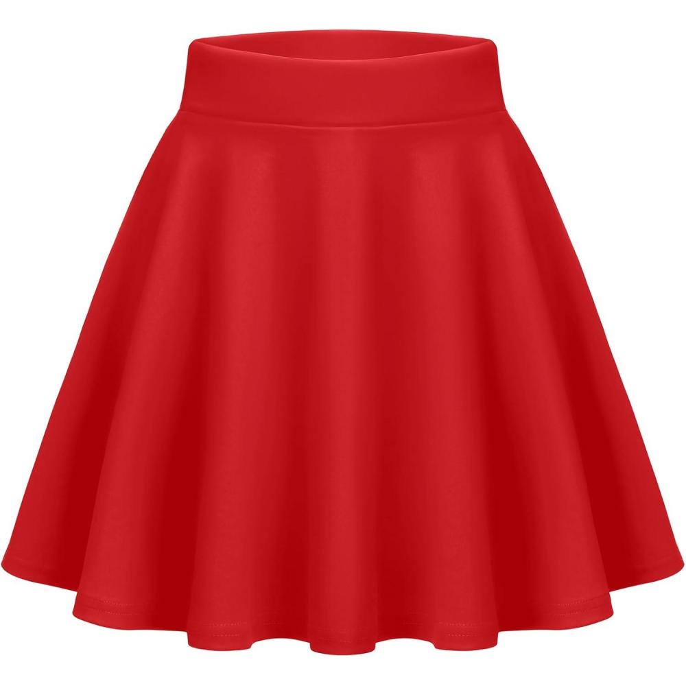 imageZeagoo Womens Skirt Basic Mini Skater Skirt 2026 Summer Skirts Stretchable High Waist ALine Valentines Skirts02 Red