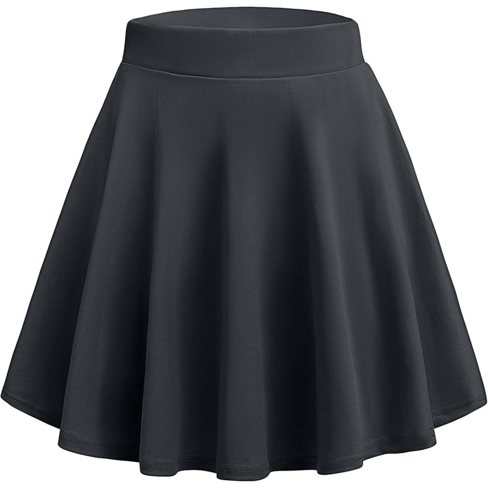 imageZeagoo Womens Skirt Basic Mini Skater Skirt 2026 Summer Skirts Stretchable High Waist ALine Valentines SkirtsDark Grey