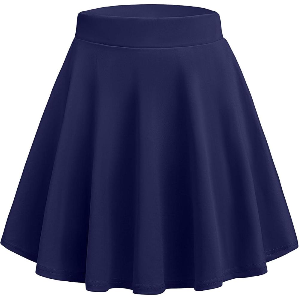 imageZeagoo Womens Skirt Basic Mini Skater Skirt 2026 Summer Skirts Stretchable High Waist ALine Valentines SkirtsNavy Blue