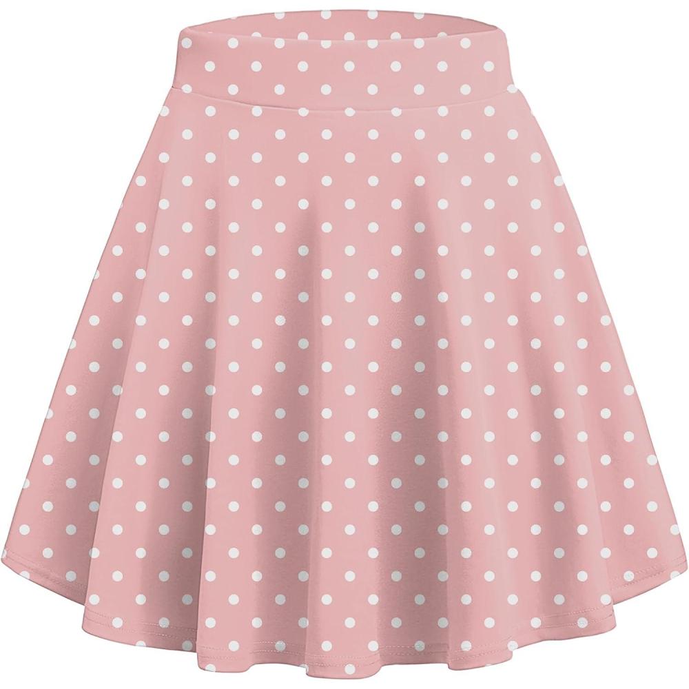 imageZeagoo Womens Skirt Basic Mini Skater Skirt 2026 Summer Skirts Stretchable High Waist ALine Valentines SkirtsPink White Dot
