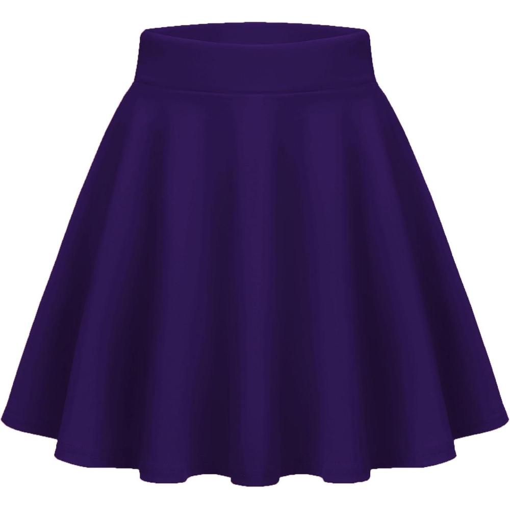 imageZeagoo Womens Skirt Basic Mini Skater Skirt 2026 Summer Skirts Stretchable High Waist ALine Valentines SkirtsPurple