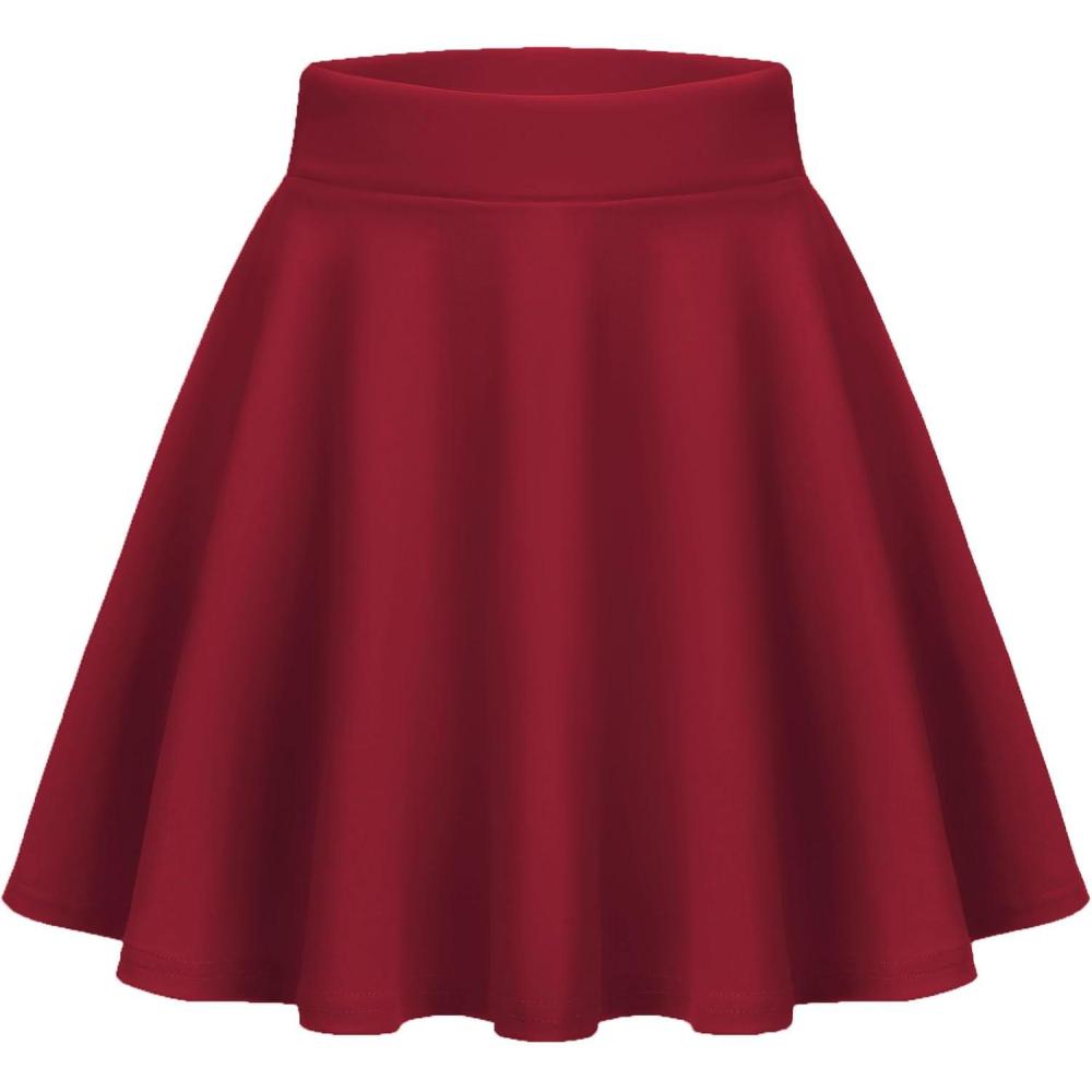 imageZeagoo Womens Skirt Basic Mini Skater Skirt 2026 Summer Skirts Stretchable High Waist ALine Valentines SkirtsRed