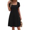 ZEAGOO Summer Dresses for Women 2026 Sundress Short Petal Sleeve Dress with Pockets Floral Dresses for Casual(Black)