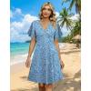 ZEAGOO Womens Summer Sundress Ruffle Short Sleeve Casual Dresses V Neck Floral Wrap A-Line Party Dress with Pockets(01-light Blue)