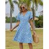 ZEAGOO Womens Summer Sundress Ruffle Short Sleeve Casual Dresses V Neck Floral Wrap A-Line Party Dress with Pockets(01-light Blue)