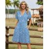 ZEAGOO Womens Summer Sundress Ruffle Short Sleeve Casual Dresses V Neck Floral Wrap A-Line Party Dress with Pockets(01-light Blue)