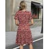 ZEAGOO Womens Summer Sundress Ruffle Short Sleeve Casual Dresses V Neck Floral Wrap A-Line Party Dress with Pockets(01-red Floral 1)