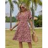 ZEAGOO Womens Summer Sundress Ruffle Short Sleeve Casual Dresses V Neck Floral Wrap A-Line Party Dress with Pockets(01-red Floral 1)