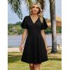 ZEAGOO Womens Summer Sundress Ruffle Short Sleeve Casual Dresses V Neck Floral Wrap A-Line Party Dress with Pockets(Black)