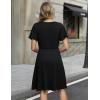 ZEAGOO Womens Summer Sundress Ruffle Short Sleeve Casual Dresses V Neck Floral Wrap A-Line Party Dress with Pockets(Black)