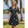 ZEAGOO Womens Summer Sundress Ruffle Short Sleeve Casual Dresses V Neck Floral Wrap A-Line Party Dress with Pockets(Black Floral 2)