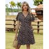 ZEAGOO Womens Summer Sundress Ruffle Short Sleeve Casual Dresses V Neck Floral Wrap A-Line Party Dress with Pockets(Black Floral)