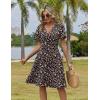 ZEAGOO Womens Summer Sundress Ruffle Short Sleeve Casual Dresses V Neck Floral Wrap A-Line Party Dress with Pockets(Black Floral)