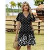 ZEAGOO Womens Summer Sundress Ruffle Short Sleeve Casual Dresses V Neck Floral Wrap A-Line Party Dress with Pockets(Black Polka Dots)