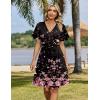 ZEAGOO Womens Summer Sundress Ruffle Short Sleeve Casual Dresses V Neck Floral Wrap A-Line Party Dress with Pockets(Black-pink)