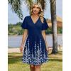 ZEAGOO Womens Summer Sundress Ruffle Short Sleeve Casual Dresses V Neck Floral Wrap A-Line Party Dress with Pockets(Blue Floral 1)