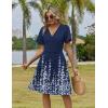 ZEAGOO Womens Summer Sundress Ruffle Short Sleeve Casual Dresses V Neck Floral Wrap A-Line Party Dress with Pockets(Blue Floral 1)