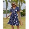 ZEAGOO Womens Summer Sundress Ruffle Short Sleeve Casual Dresses V Neck Floral Wrap A-Line Party Dress with Pockets(Blue Floral 2)