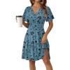 ZEAGOO Womens Summer Sundress Ruffle Short Sleeve Casual Dresses V Neck Floral Wrap A-Line Party Dress with Pockets(Green Floral)