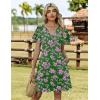ZEAGOO Womens Summer Sundress Ruffle Short Sleeve Casual Dresses V Neck Floral Wrap A-Line Party Dress with Pockets(Green-pink)